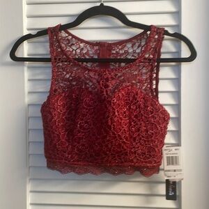 NWT Sequin Hearts Cropped Lace Bustier. Size 0. Beautiful Details